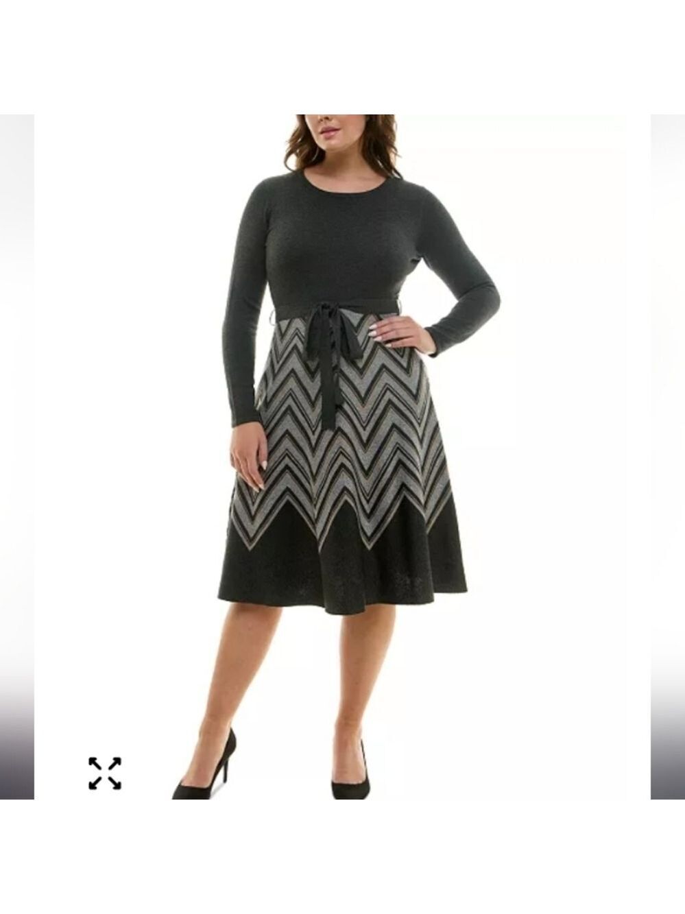 Taylor Plus Size Chevron Scoop-Neck Sweater Dress